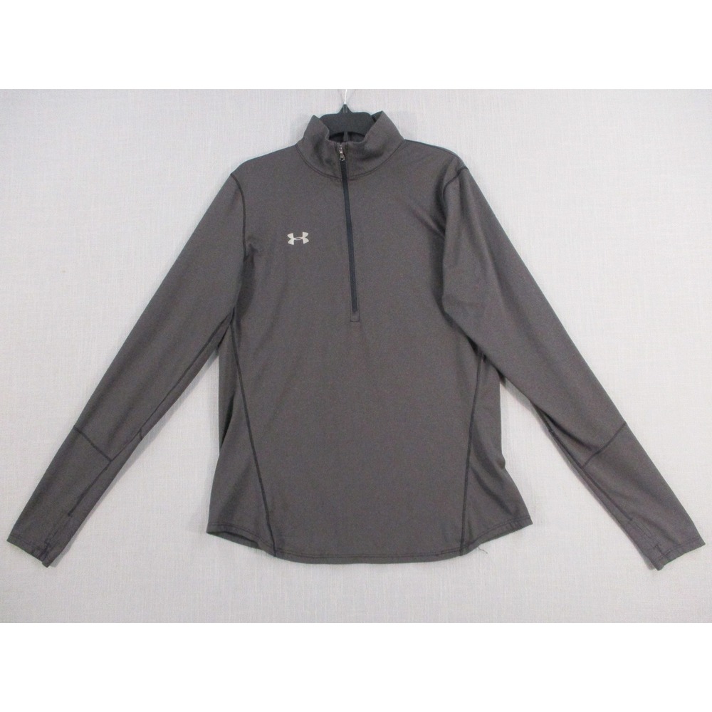 Under Armour HeatGear Women Gray 1/4 Zip Pullover Thumbhole Running Top Medium